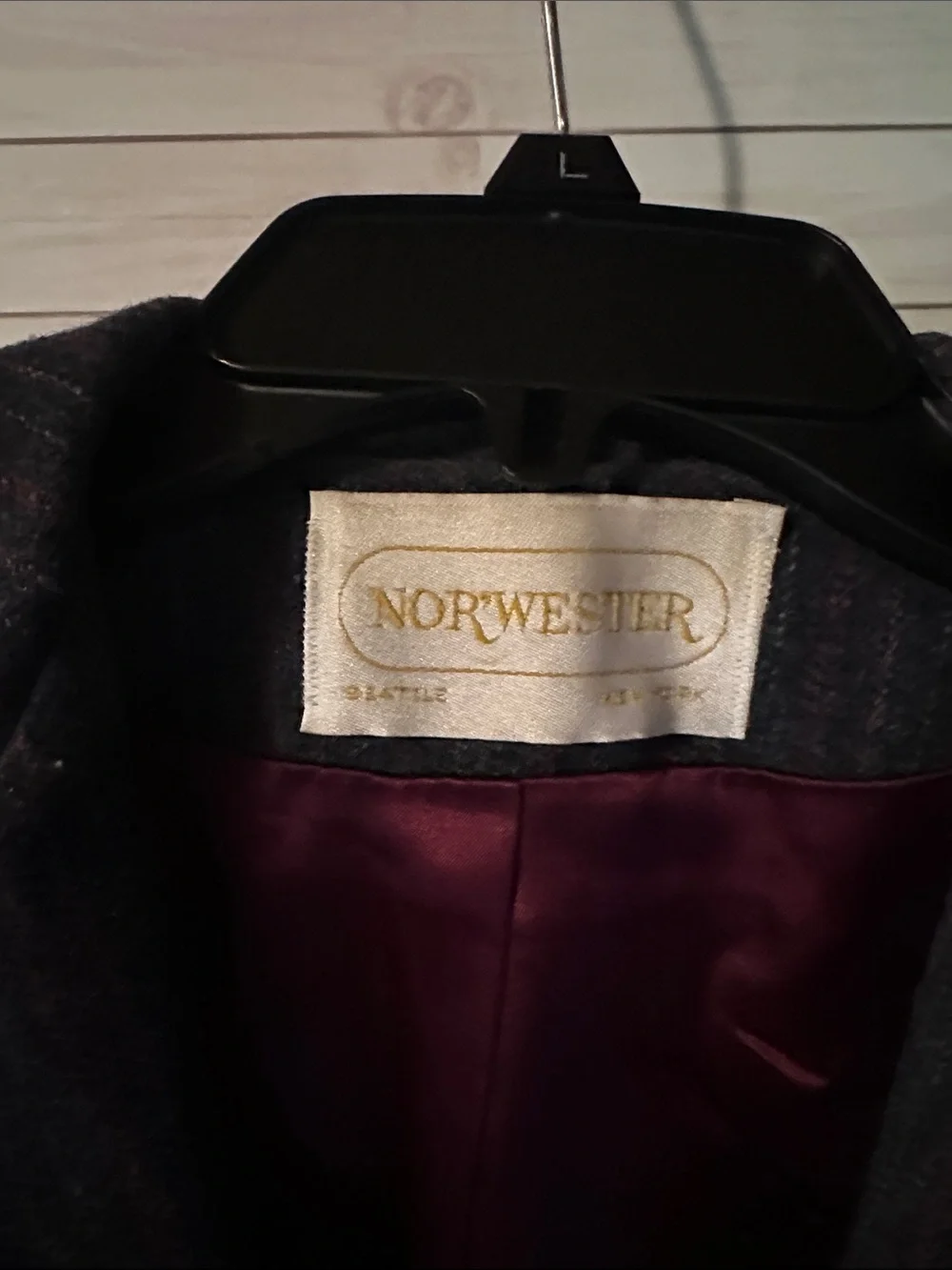 Vintage Nor’Wester Charcoal Pinstripe Blazer with Burgundy Lining